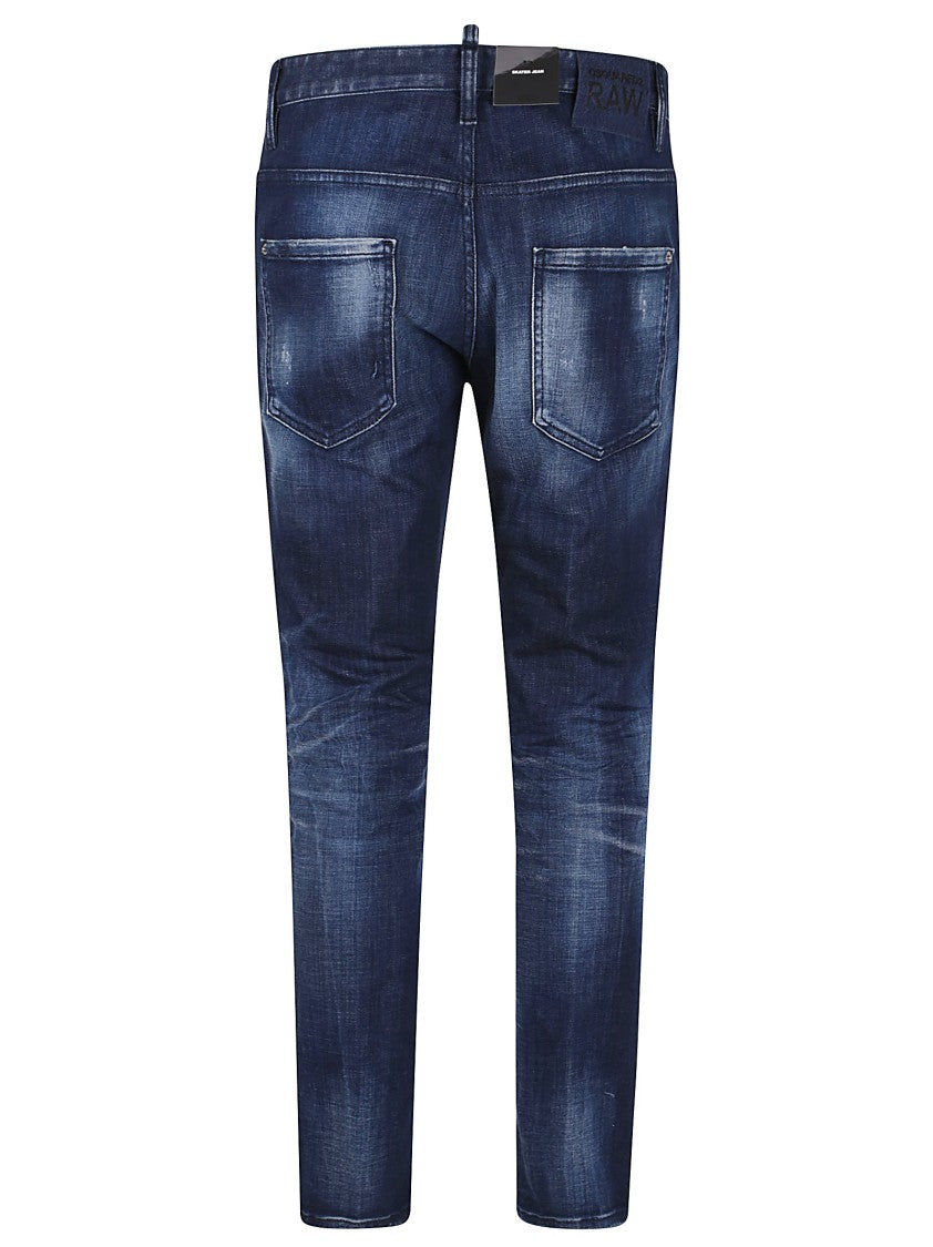 Dsquared2 Straight Leg Stretch Denim Jeans With Vintage Finish