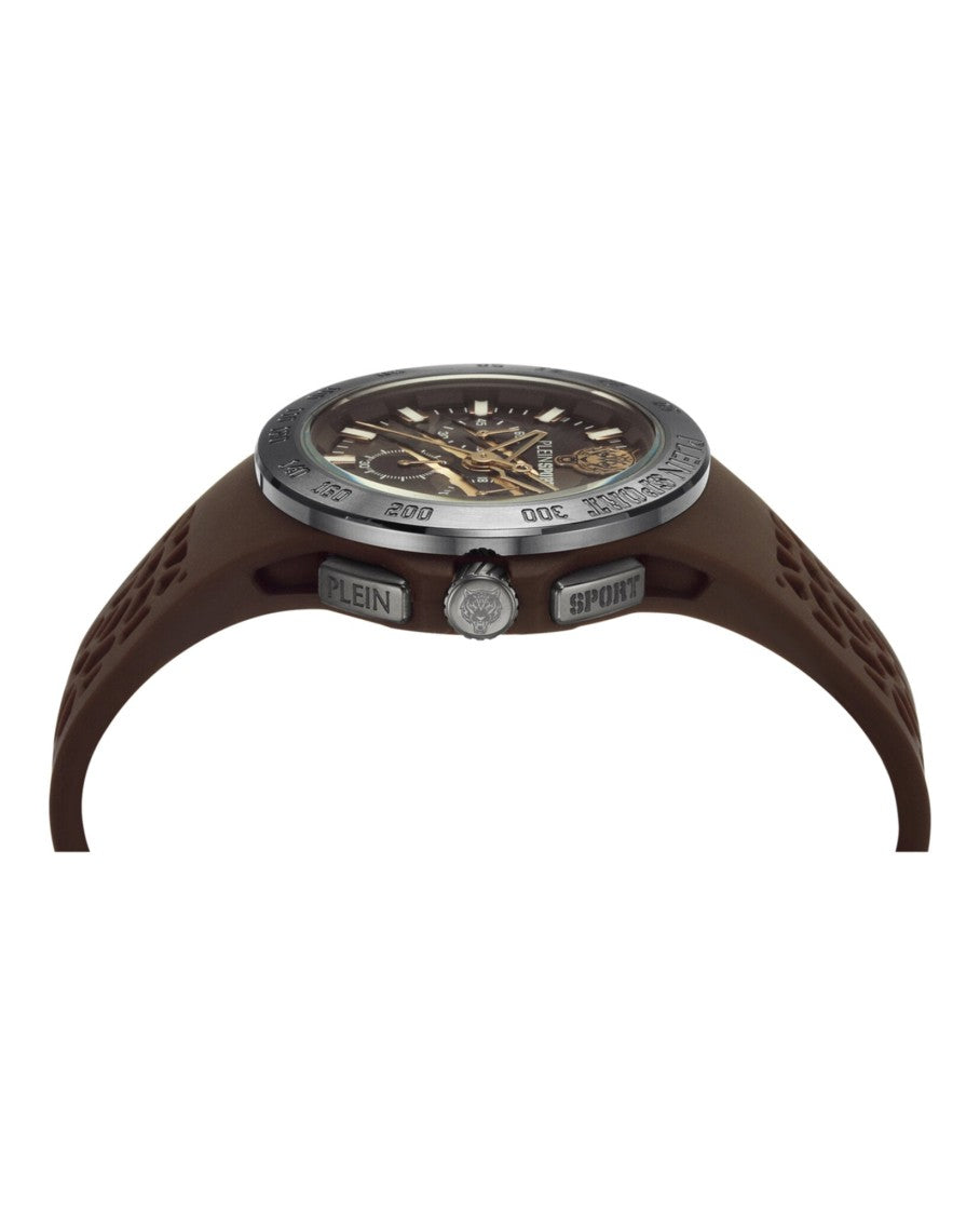 Plein Sport Chronograph Gunmetal Watch With Camo Guilloche Dial