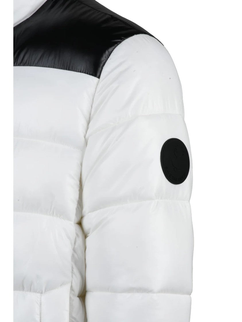 Save The Duck White/Black Contrast Panels Lightweight Nylon Down Jacket