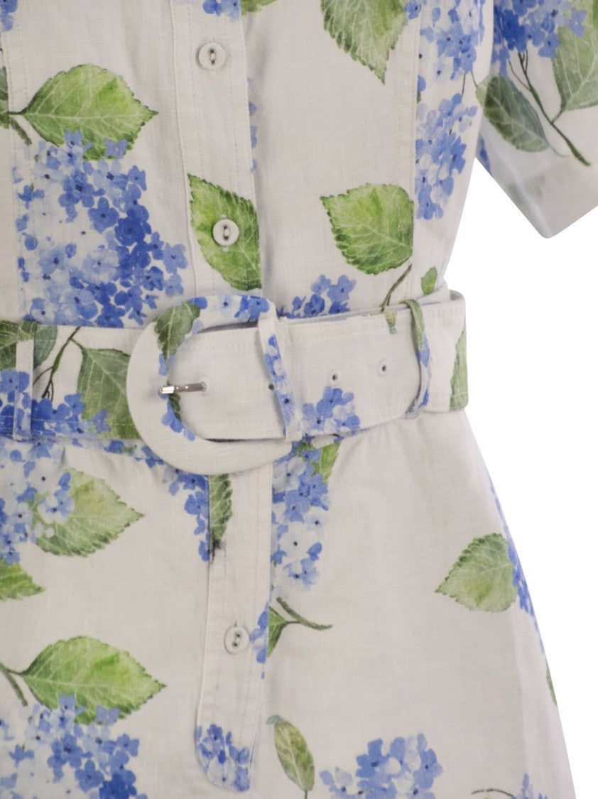 Mc2 Saint Barth Carola - Linen Playsuit With Print