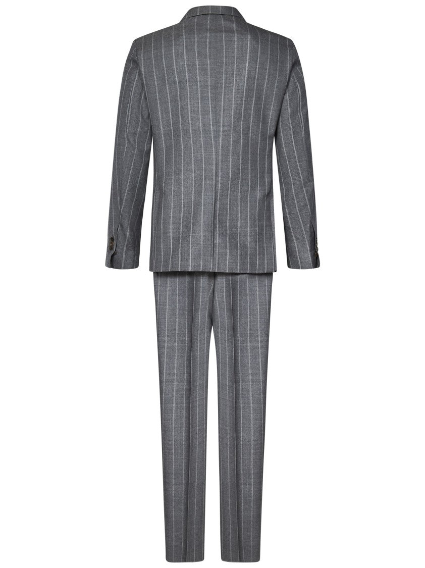 Drumohr Tailored Grey Virgin Wool Pinstripe Suit With Single-Breasted Blazer