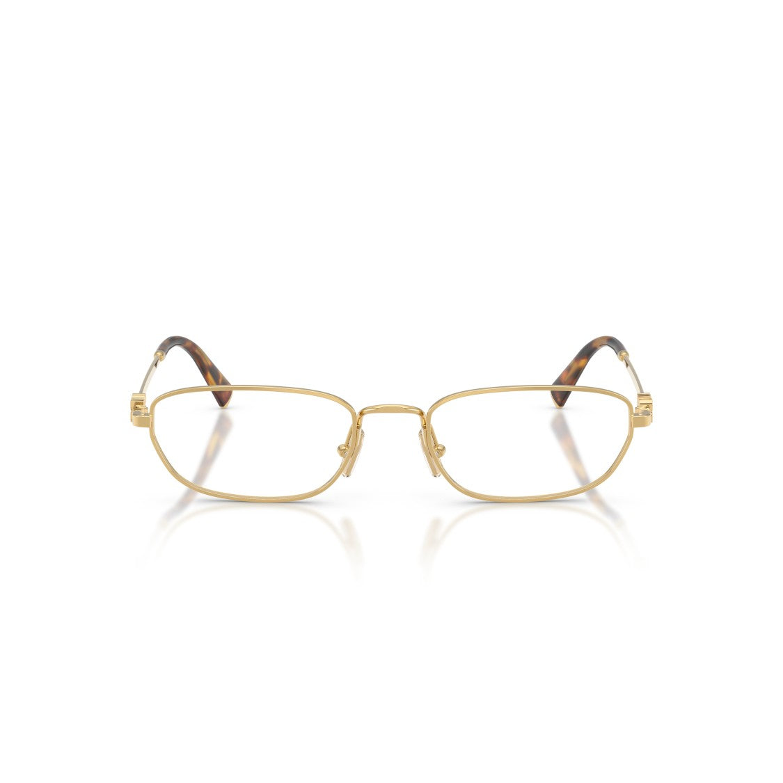 Miu Miu 0Mu 52Zv Polished Gold Rectangular Metal Sunglasses