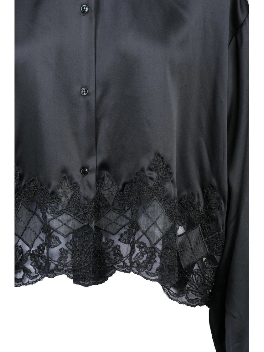 Ermanno Scervino Satin Shirt With Lace Embroidery Detail