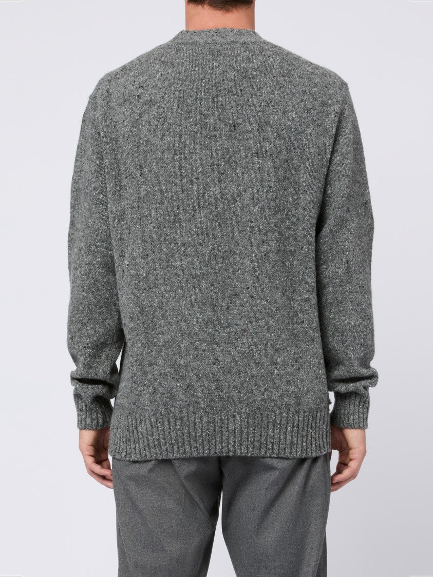 Daniele Fiesoli Virgin Wool Blend Raised Collar Grey Sweater