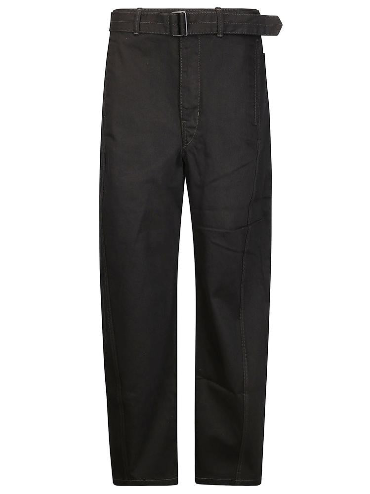 Lemaire Twisted Belted Black Pants With Structured Silhouette