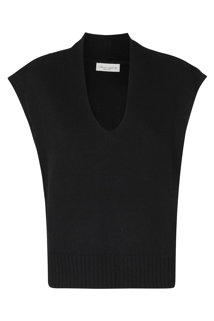 Roberto Collina V-Neck Merino Wool Slipover With Ribbed Edges