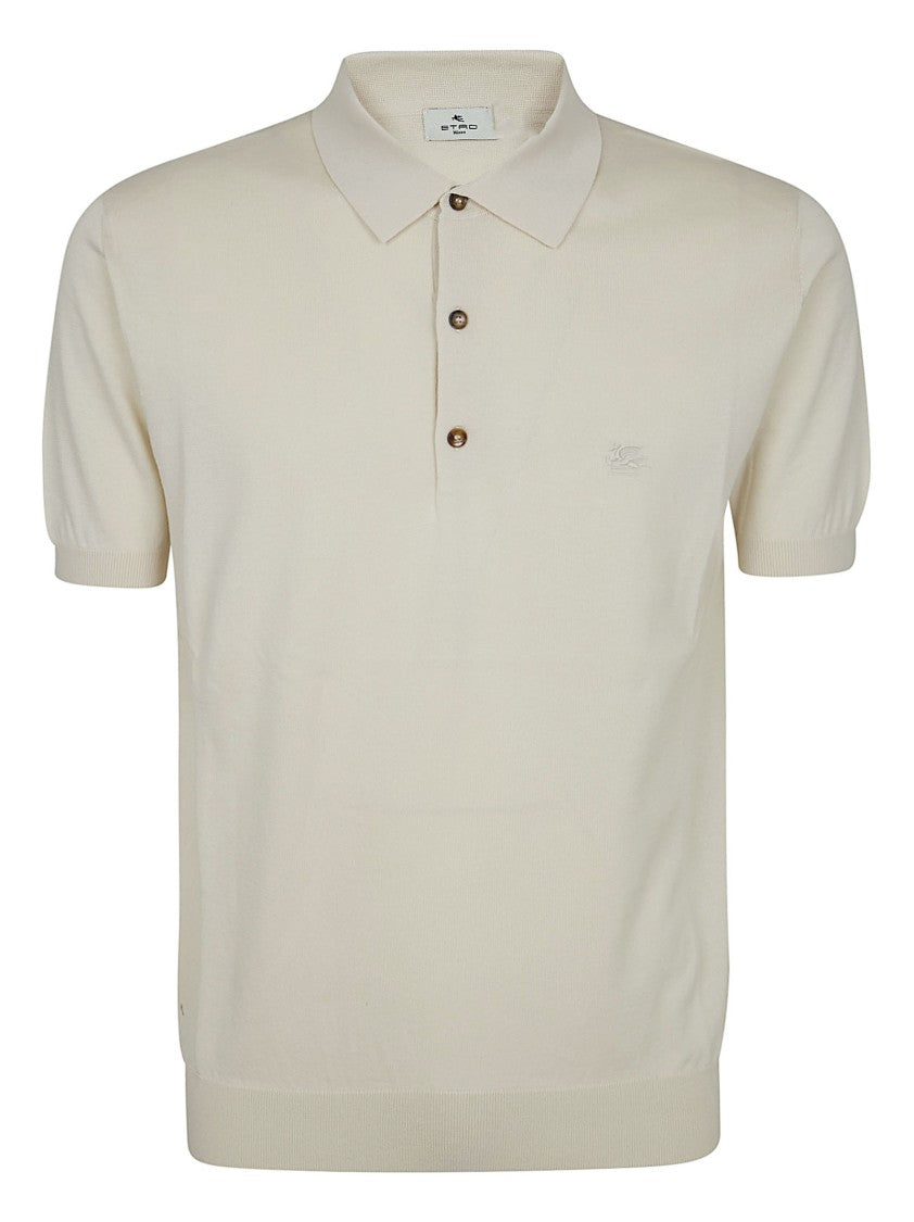 Etro Short-Sleeved Cotton Knit Polo Shirt With Classic Collar