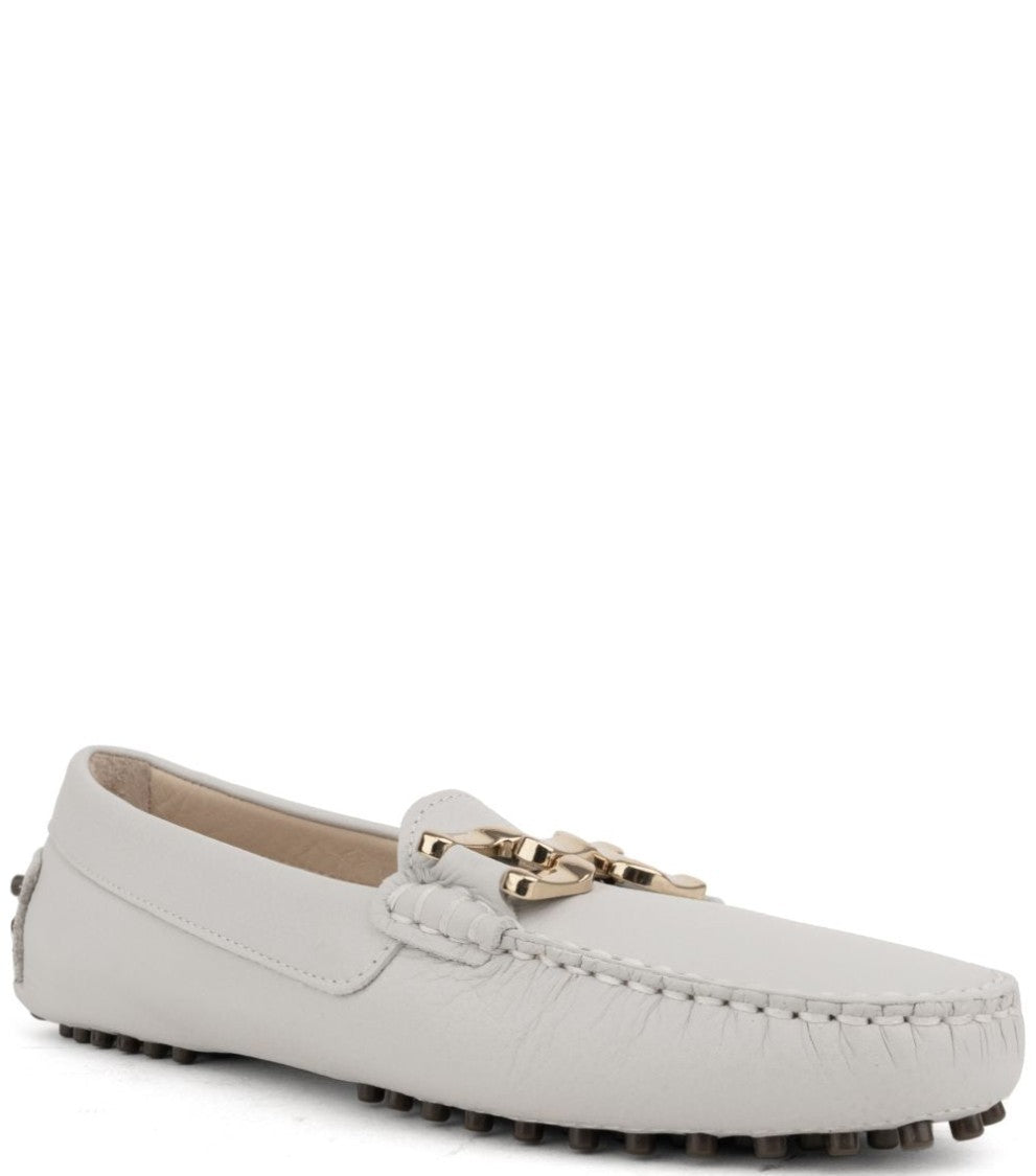 Sergio Moretti Grey Leather Loafers With Rubber Sole