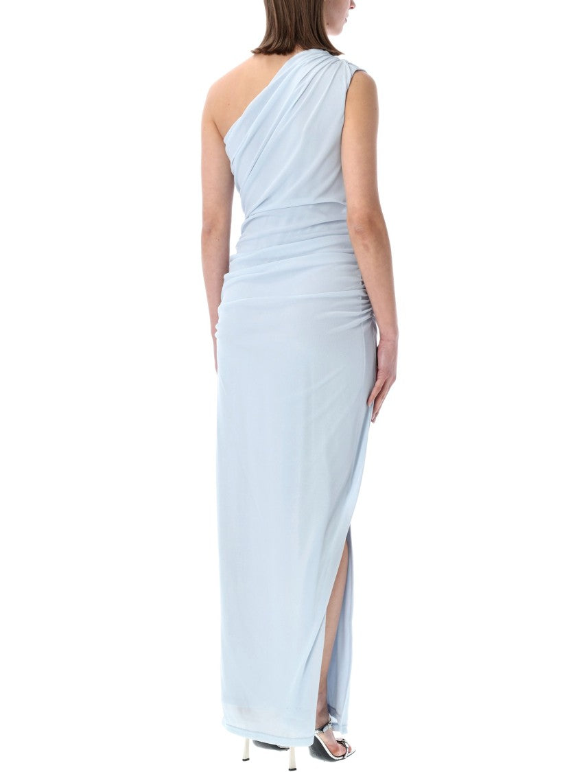 Rotate One Shoulder Elegant Draped Maxi Dress