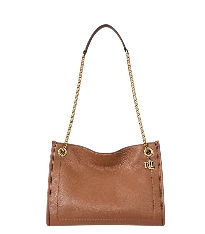 Lauren Ralph Lauren Hammered Leather Medium Tote With Chain Handles