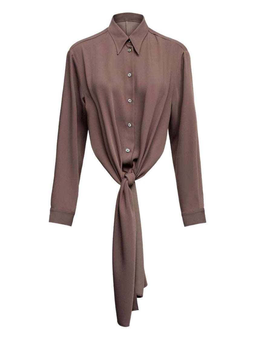 Mm6 By Maison Margiela Brown Shirt With Tie-Front Detail