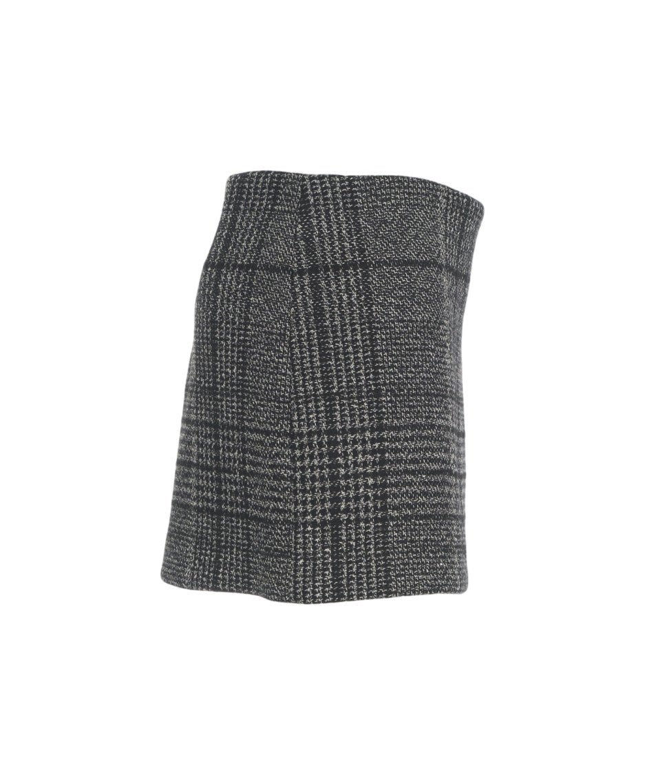 Ottod'ame Checkered Mini Skirt With Fitted Silhouette And Textured Weave