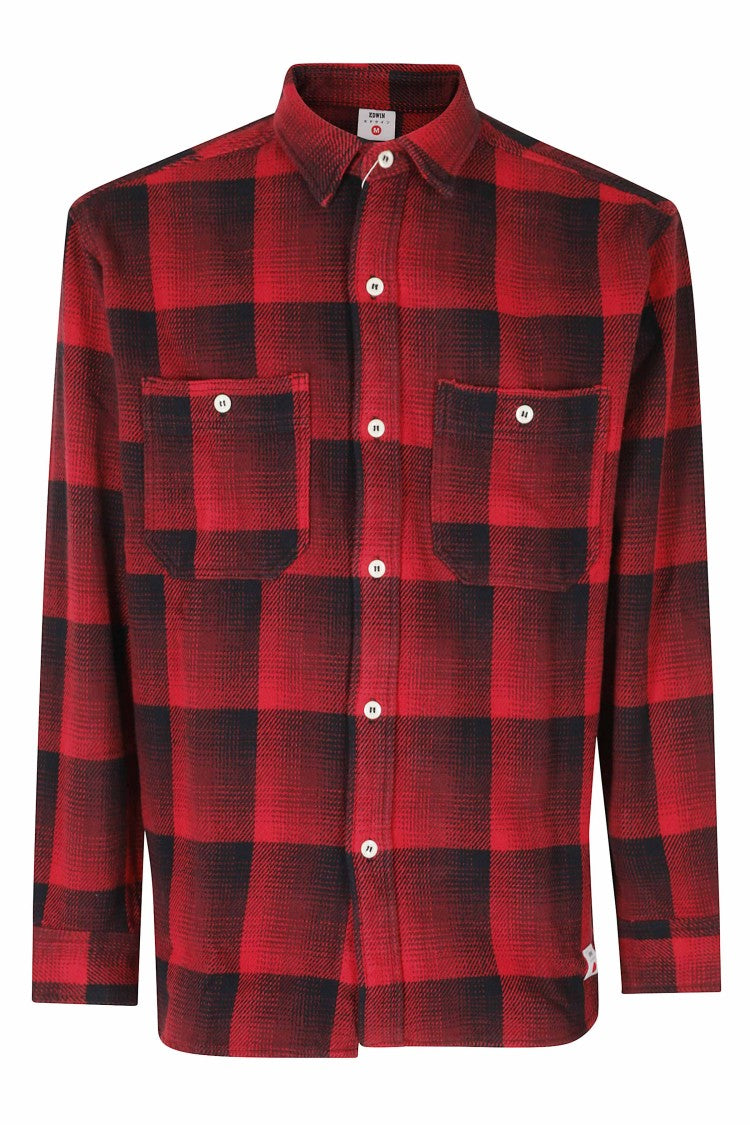 Edwin Red Black Reinforced Pocket Cotton Work Shirt