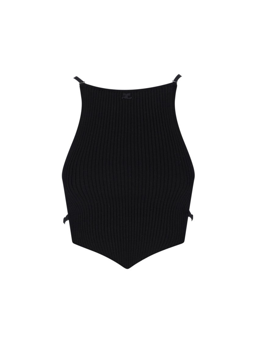Courrèges Logo Crop Top – Black