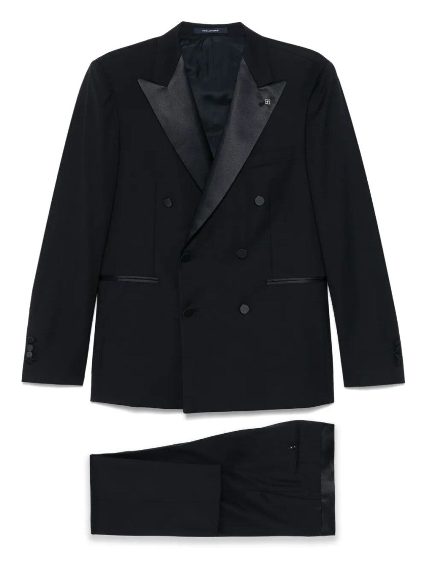 Tagliatore Double-Breasted Suit With Satin Peak Lapel