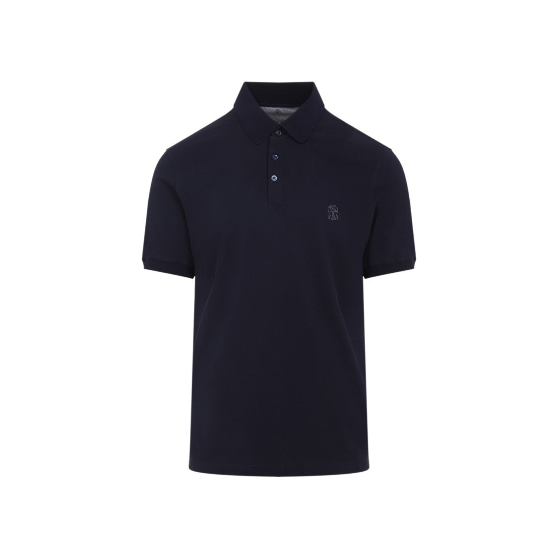 Brunello Cucinelli Classic Black Cotton Polo With Ribbed Trims