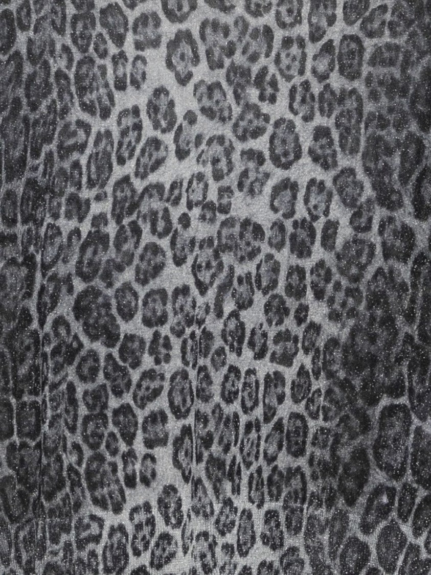 Liu Jo All-Over Leopard Print Gray Sweater