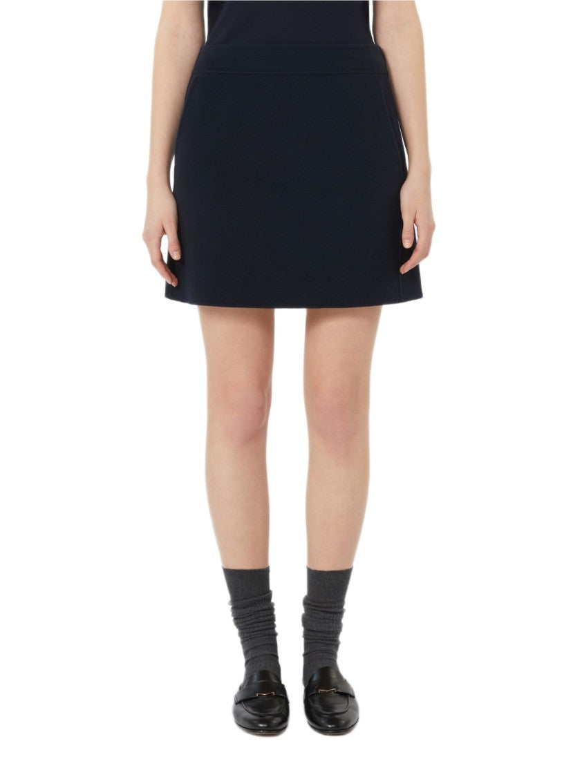 Max Mara Structured Black Mini Skirt With Side Cut Details