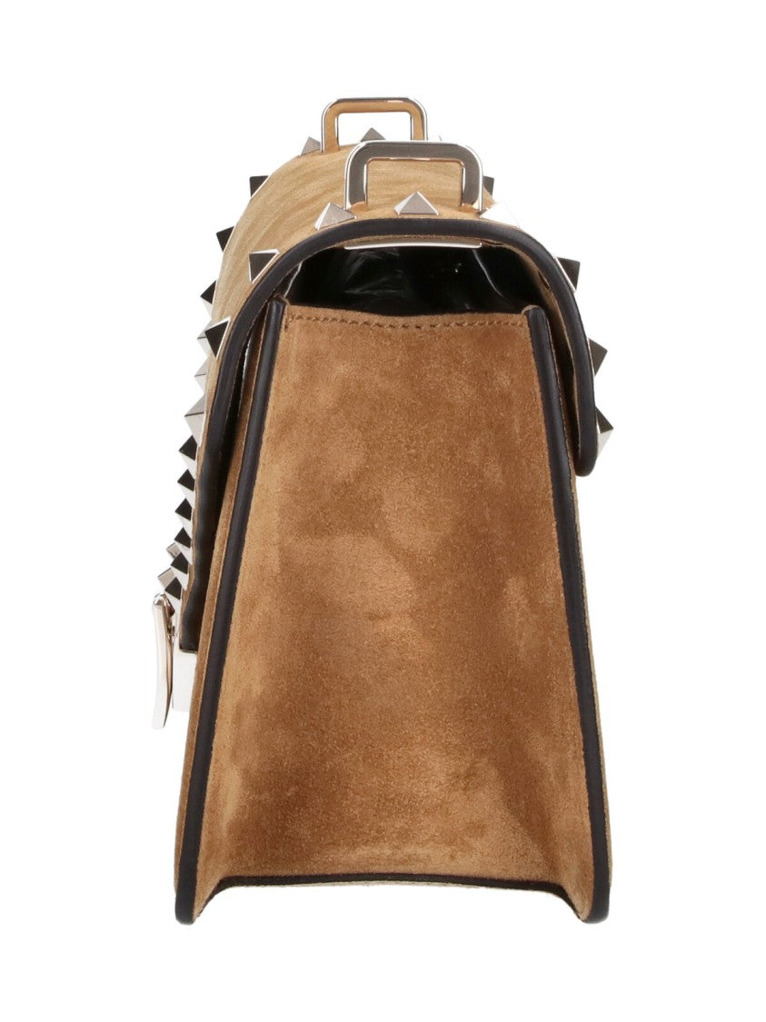 Valentino Garavani Brown Rockstud Suede Shoulder Bag