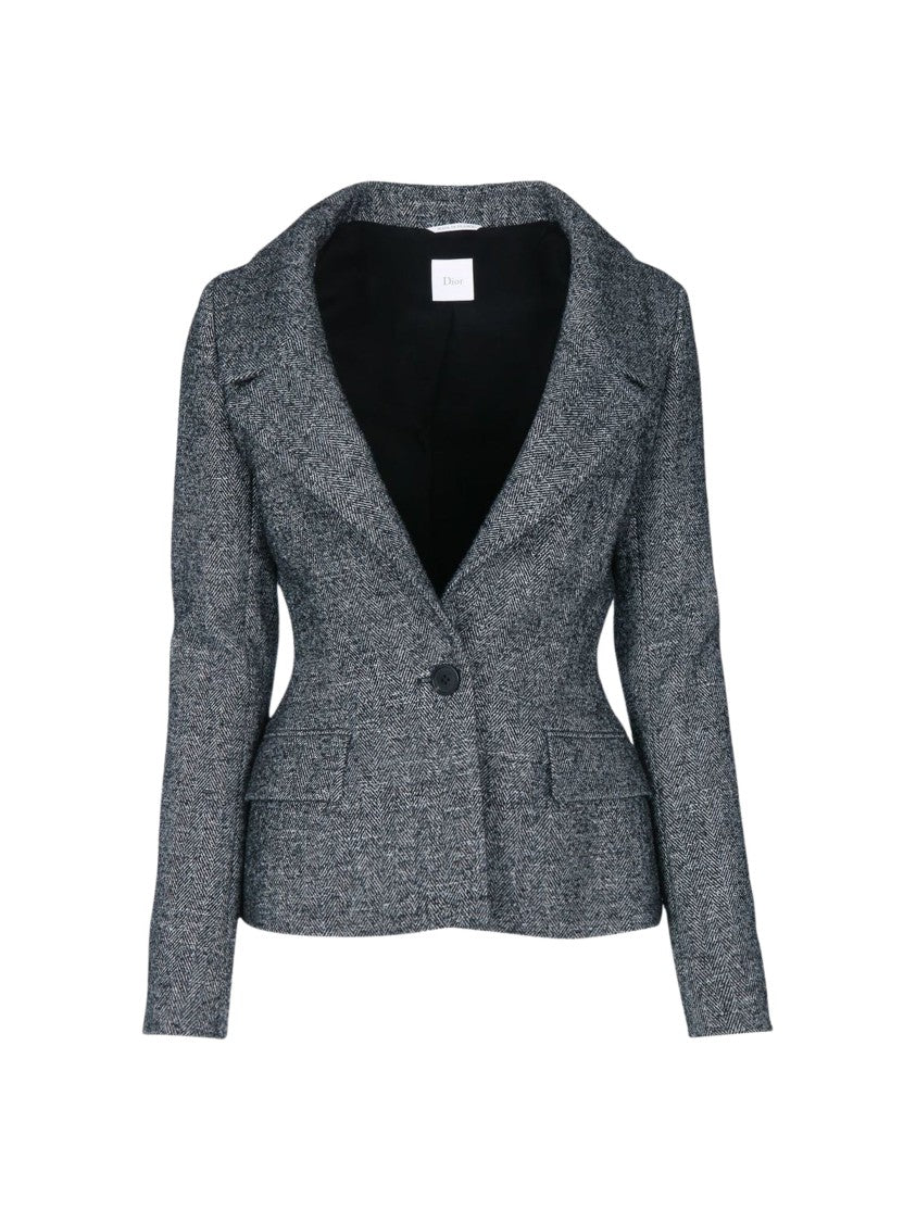 Christian Dior Speckled Fitted Tailored Blazer