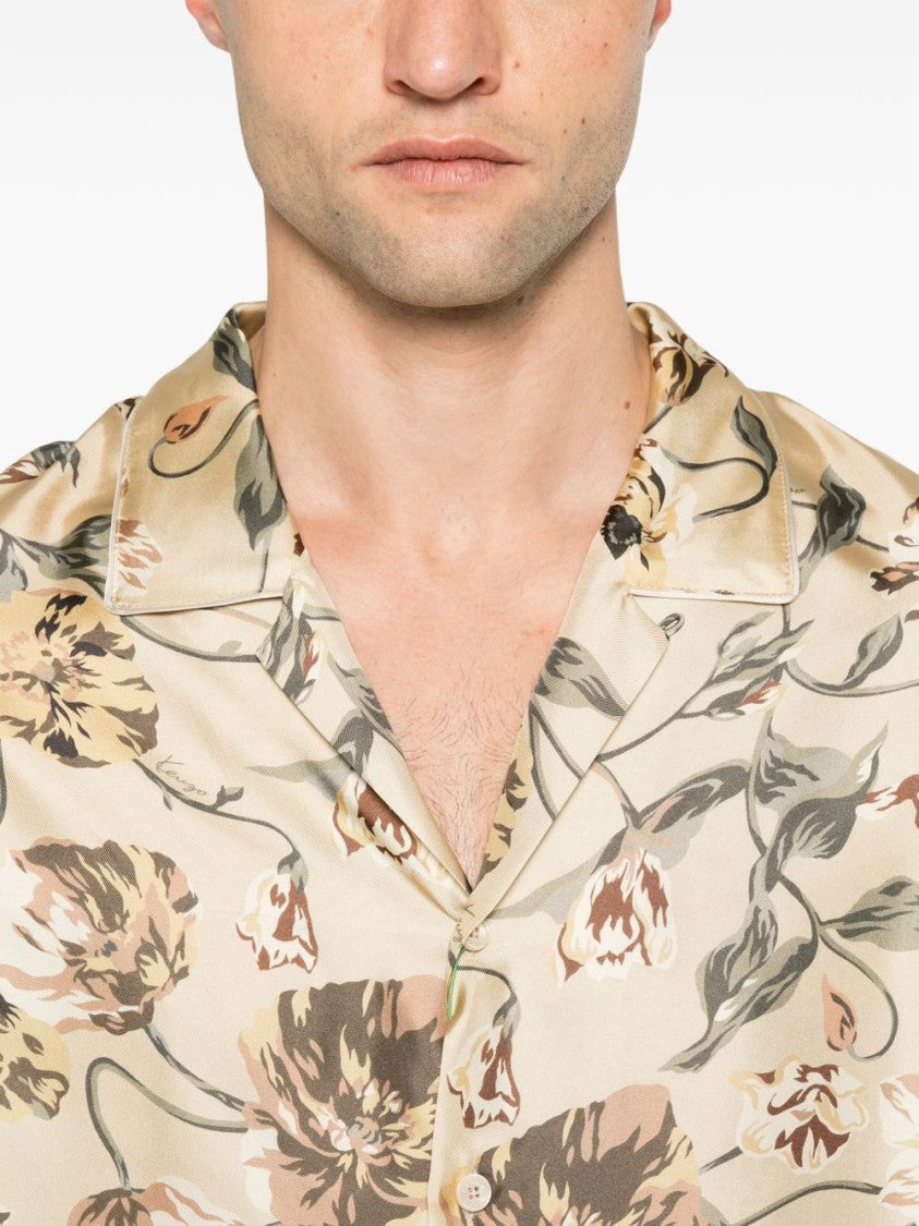 Kenzo Floral Short-Sleeved Shirt With Camp Collar And Button-Down Front