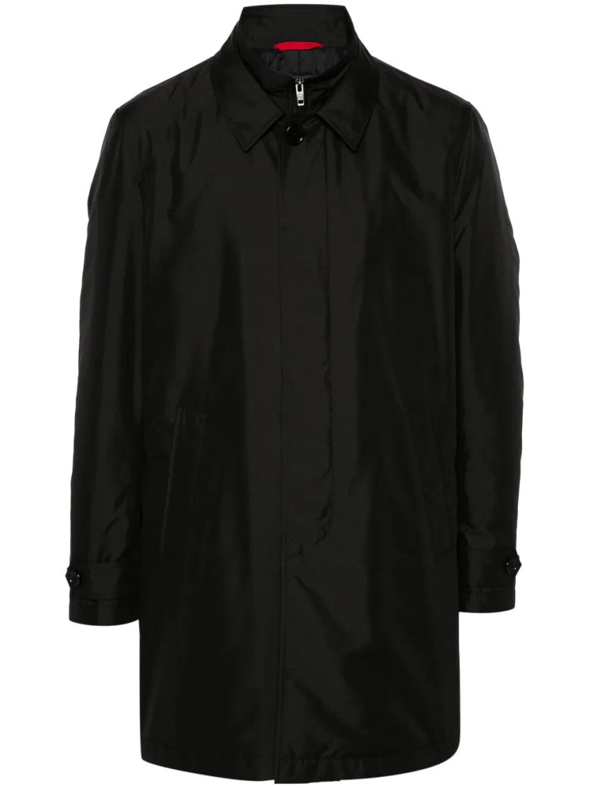 Fay Smooth Black Morning Coat With Classic Collar And Concealed Closure