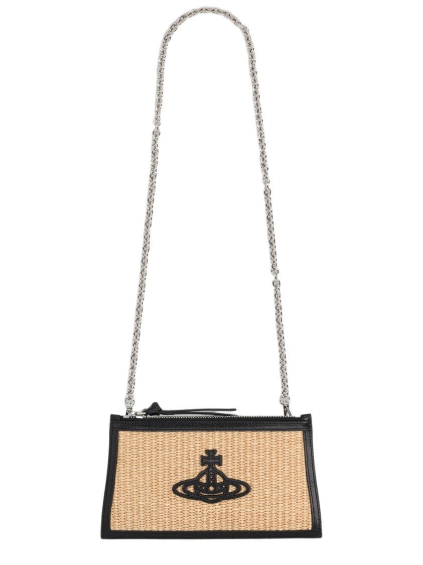 Vivienne Westwood Woven Cotton-Blend Black Emblem Clutch