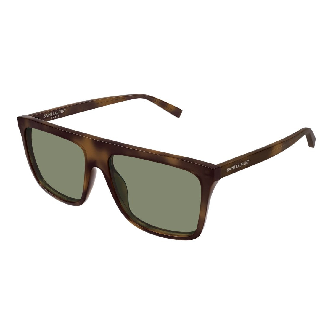 Saint Laurent Bold Rectangular Tortoiseshell Sunglasses