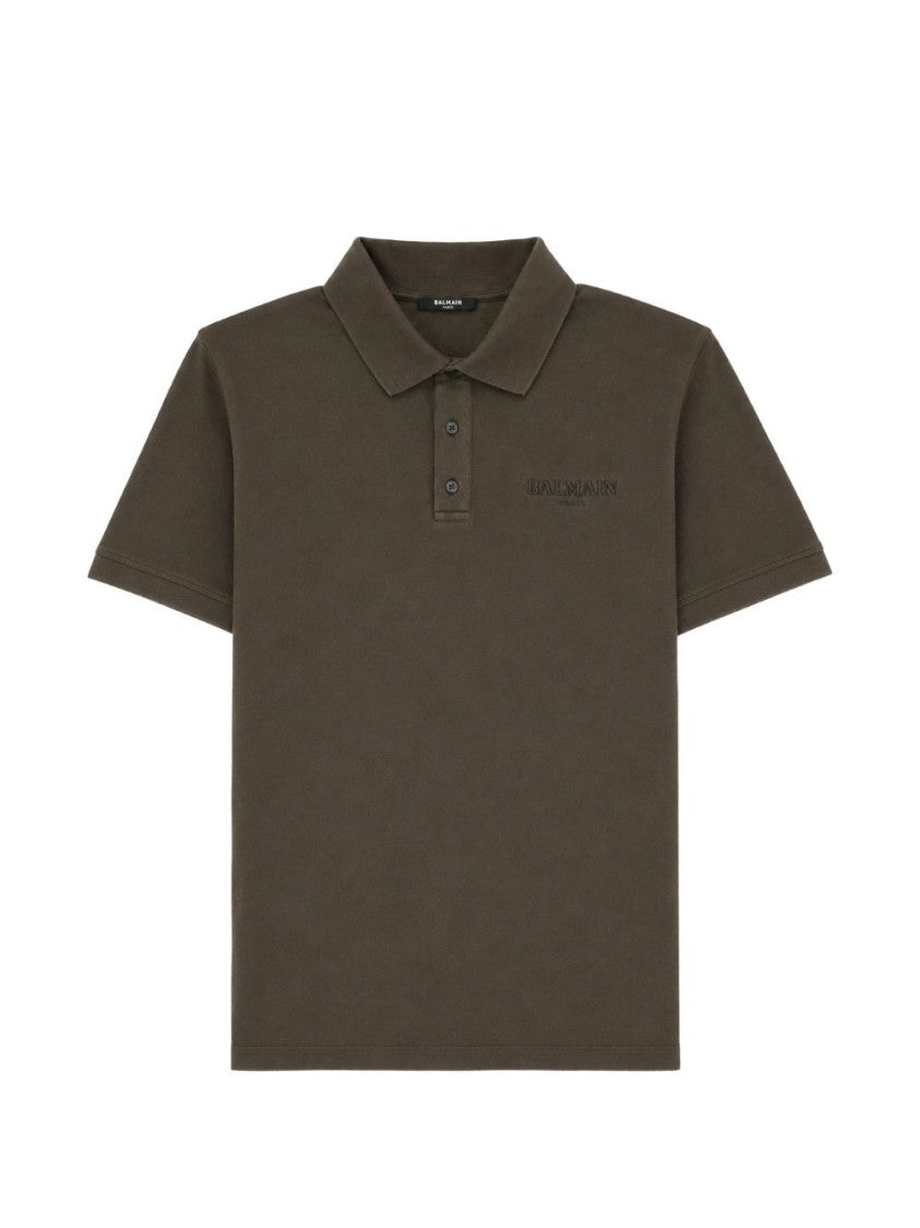 Balmain Brown Polo Shirt With Classic Collar