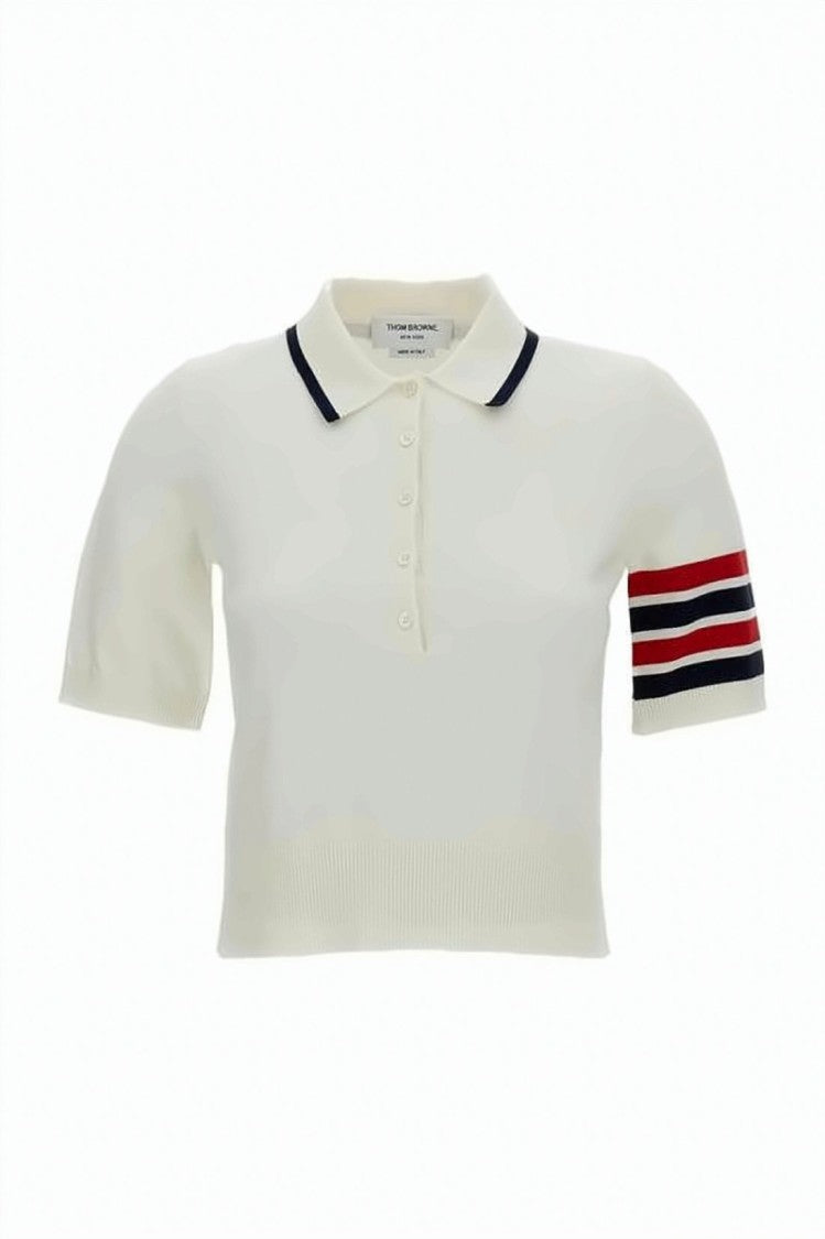 Thom Browne Cropped Polo Shirt With Contrasting Trim