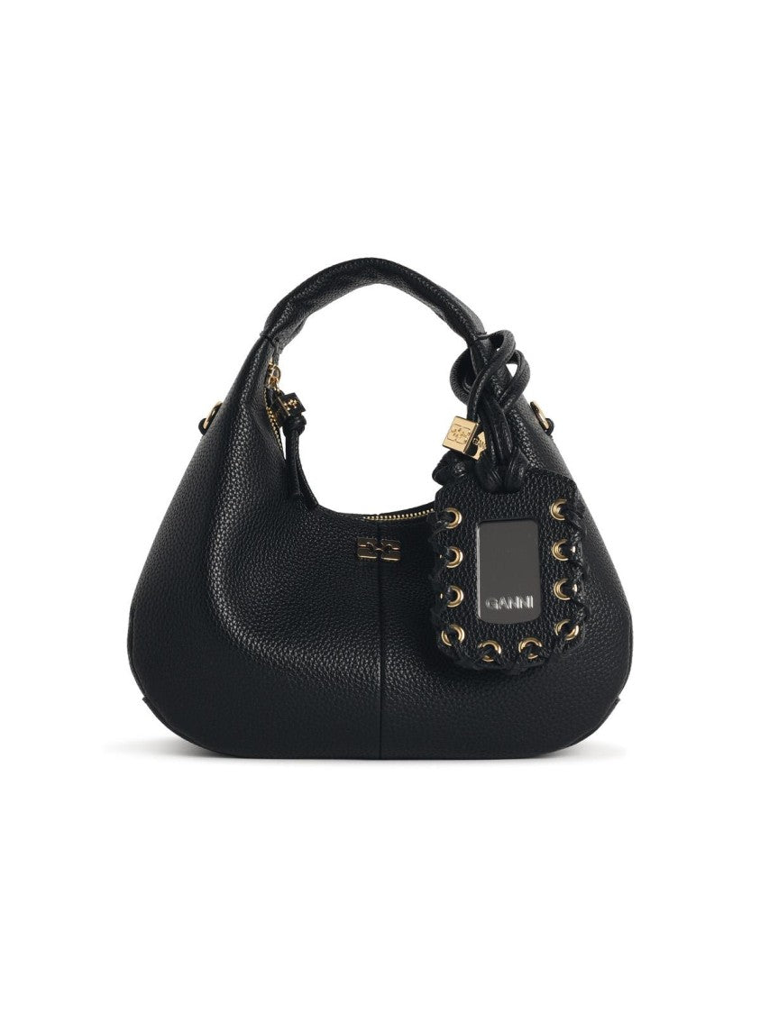 Ganni Black Eco Leather Mini Hobo Bag
