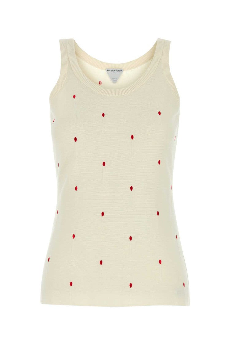 Bottega Veneta Ivory Cotton Blend Tank Top