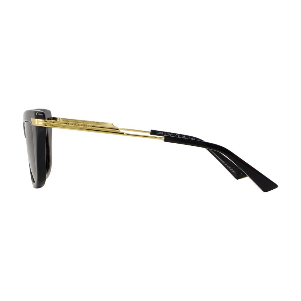 Bottega Veneta Cat-Eye Sunglasses With Glossy Black Acetate Frame And Gold Accents