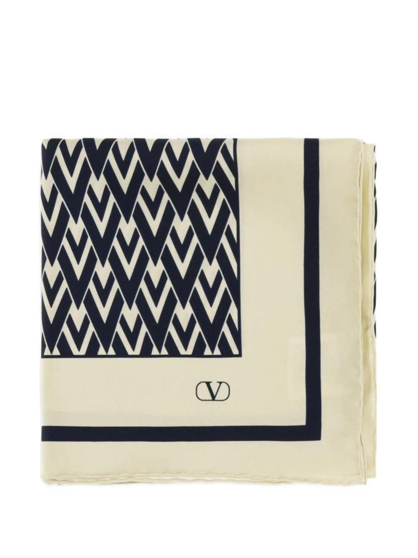 Valentino Dark/Light Foulard Toute Geometric Silk Scarf