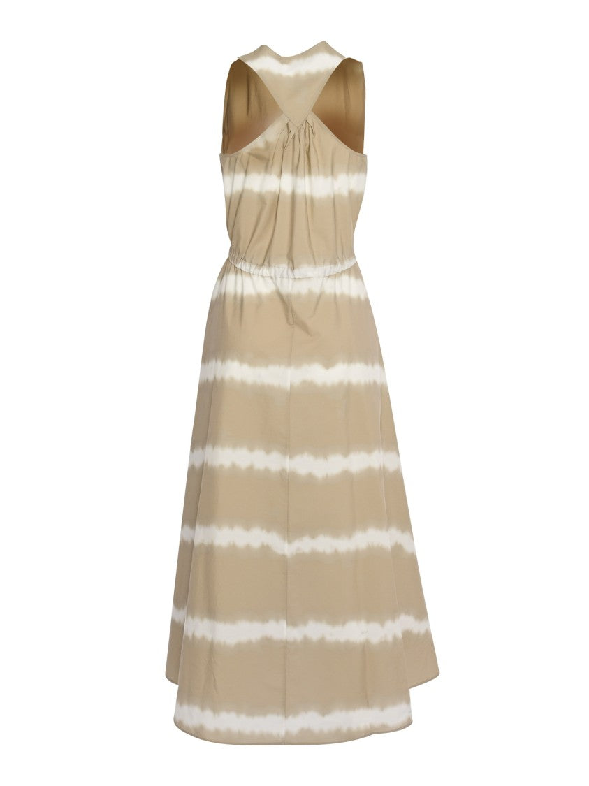 Aspesi Maxi Dress With Cross-Strap Back And Tie-Dye Pattern