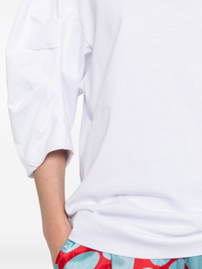 Dries Van Noten Boxy White T-Shirt With Puffed Sleeves