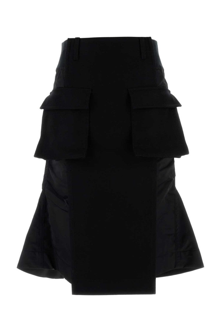 Sacai Black Wool Skirt
