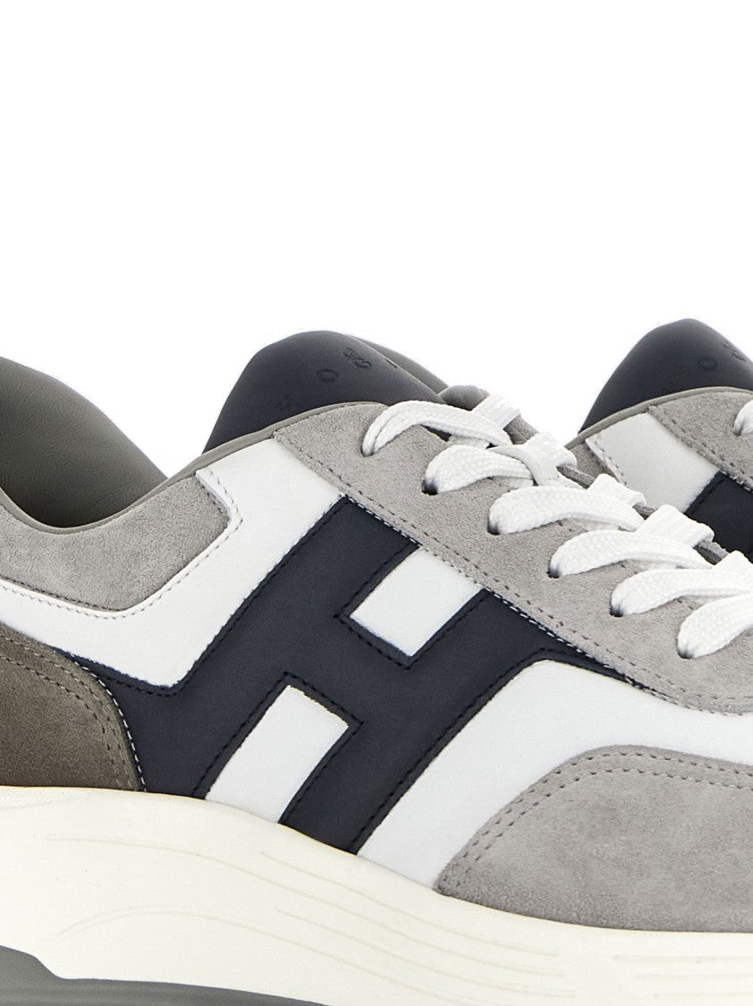 Hogan Grey Suede And White Leather Sneakers