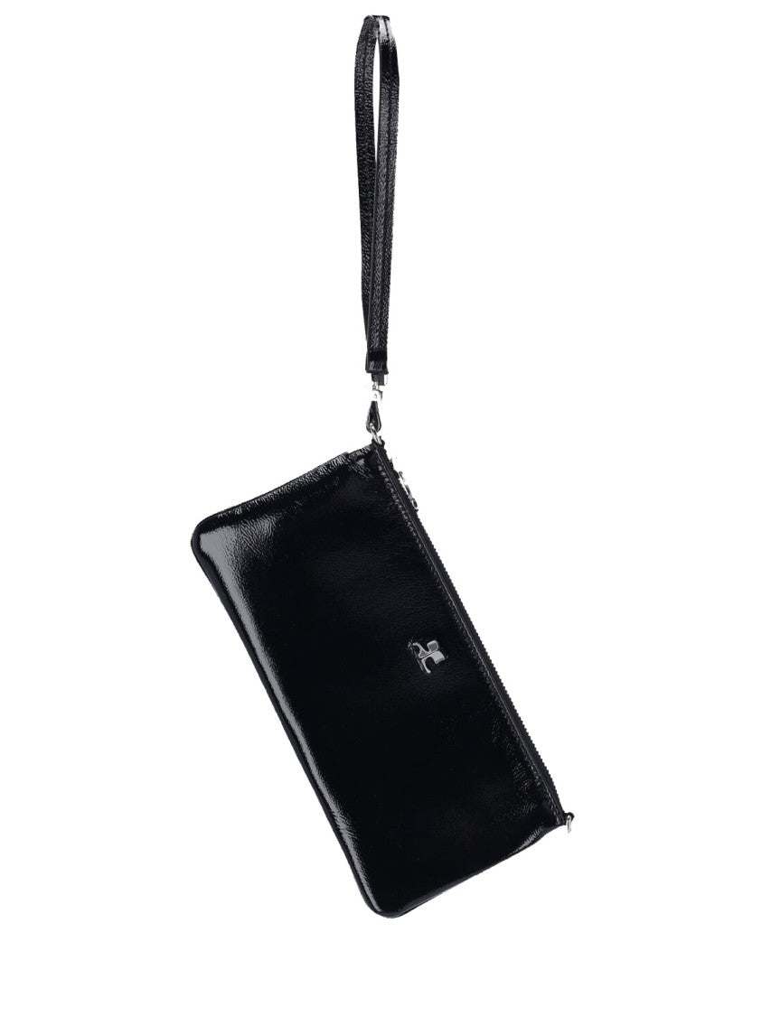 Courrèges Black Calf Leather Logo Clutch