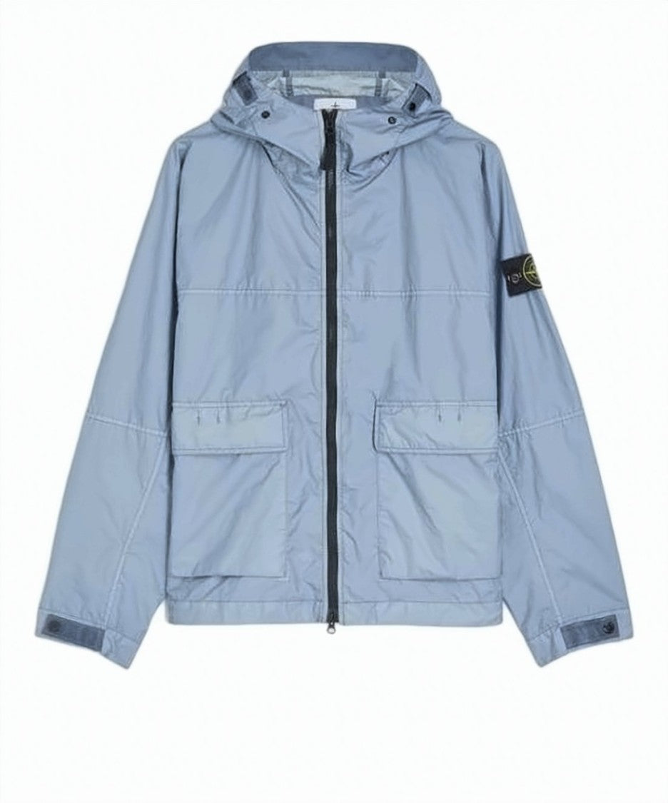Stone Island Lightweight Blue Jacket With Hood