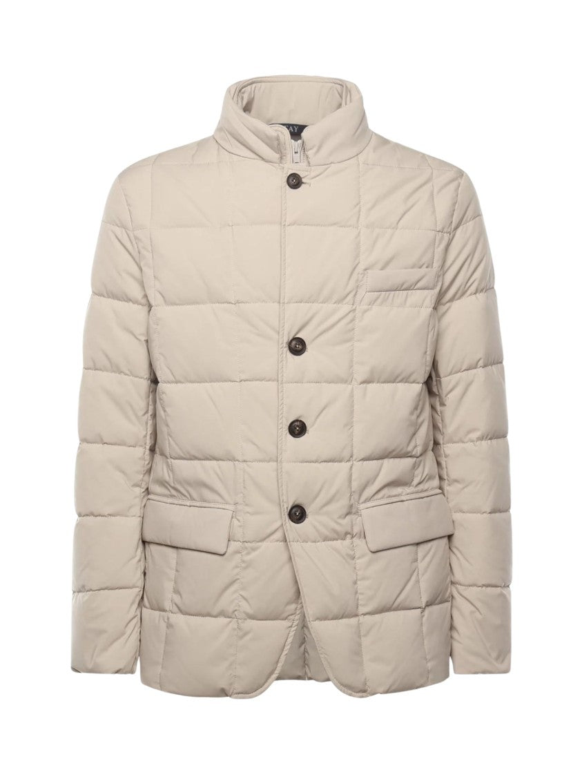 Fay Quilted Short Coat With Double-Breasted Front And Pockets