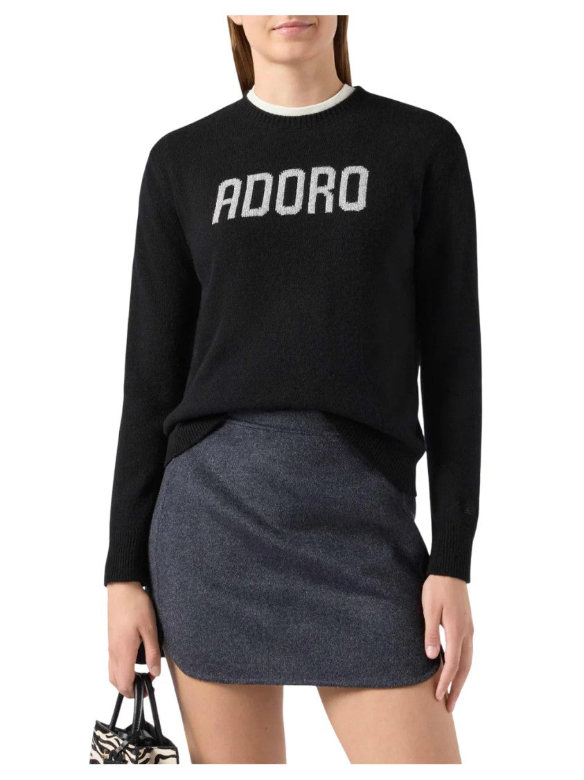 Mc2 Saint Barth Contrasting Text Knit Sweater With Crew Neckline