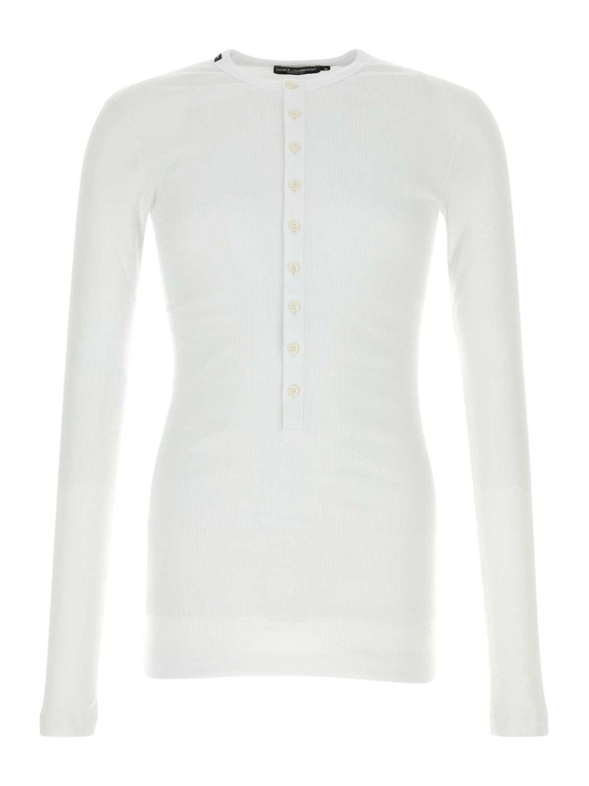 Dolce & Gabbana Slim Fit Long-Sleeve Henley T-Shirt With Buttoned Placket