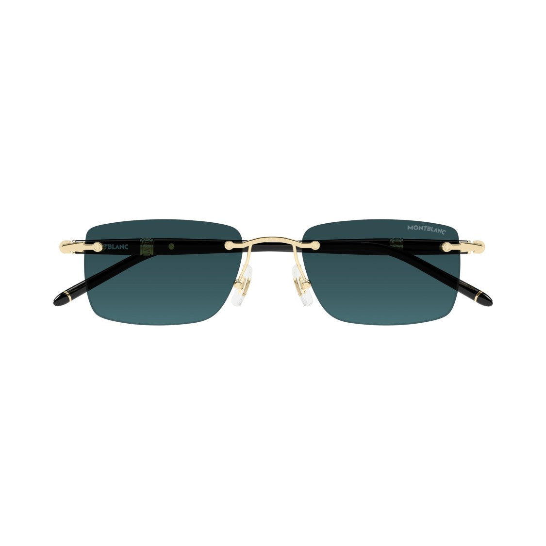 Montblanc Mb0344s Rimless Rectangular Metal Sunglasses With Gold-Tone Accents