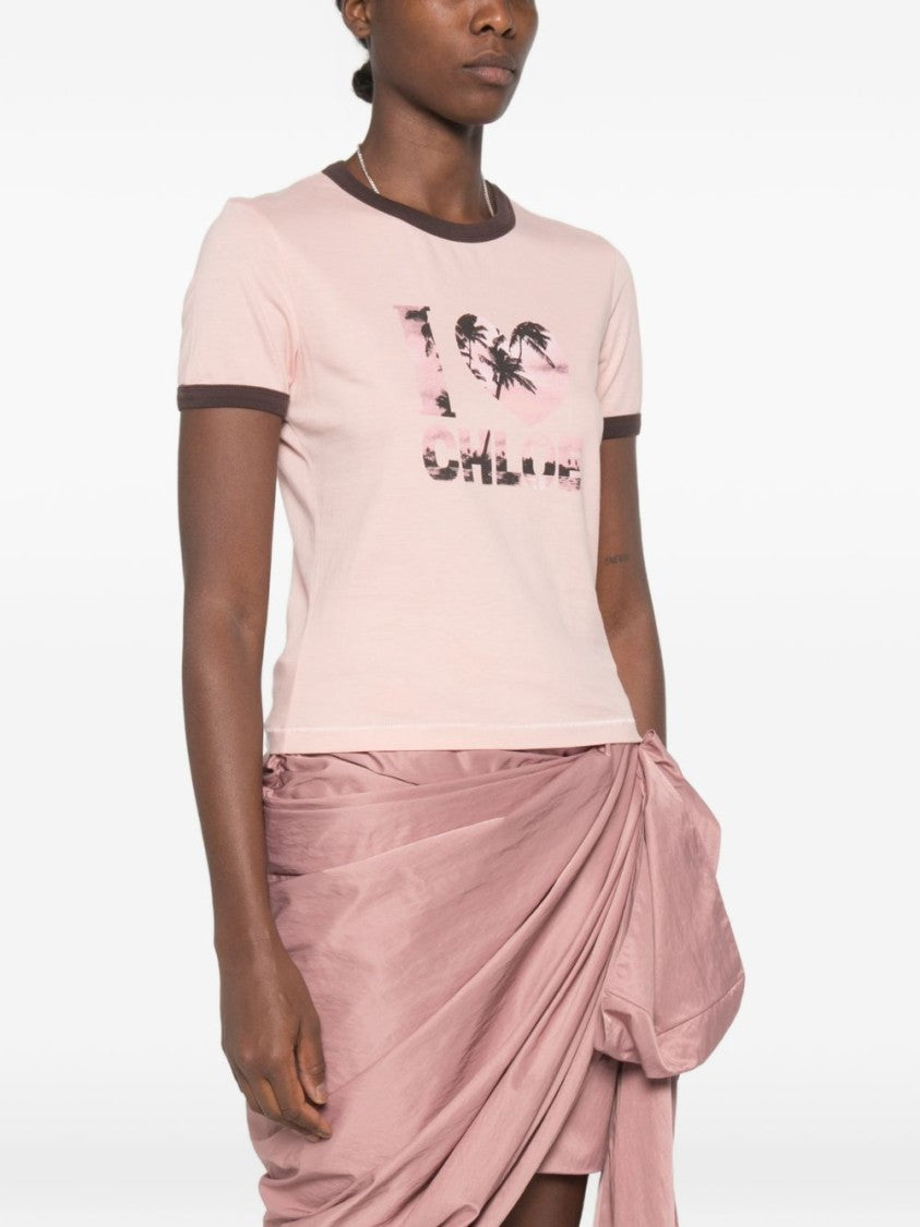 Chloé Short-Sleeved Palm Tree Graphic T-Shirt