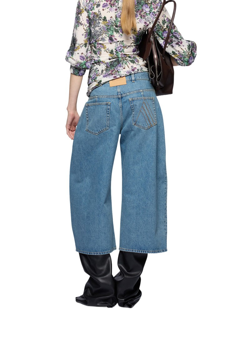 The Attico High-Waisted Wide-Leg Denim Shorts