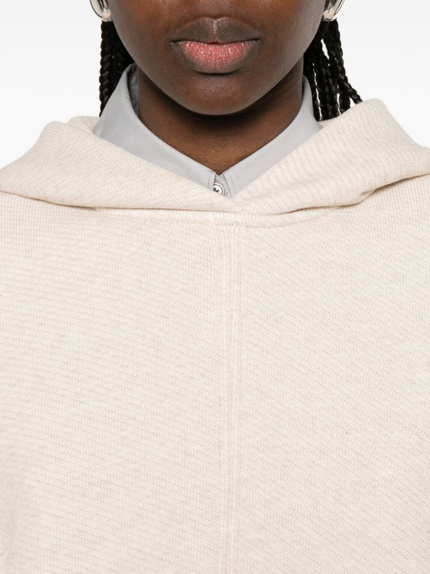 Max Mara Grey Relaxed Cropped Hooded Sweater