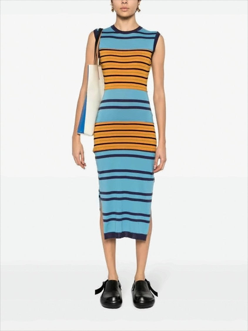 Marni Fitted Striped Midi Dress