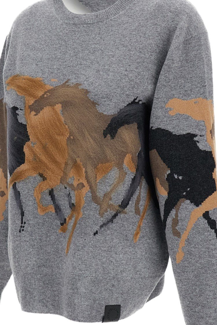 Stella Mccartney Fine Wool Racing Horses Intarsia Jumper