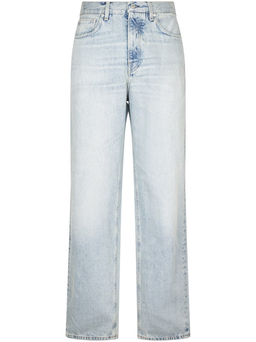 Haikure Light Wash Denim Trousers With Classic Five-Pocket Styling